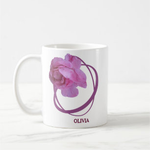 Anpassade Olivia namn söt rosa ros blommigt Kaffemugg