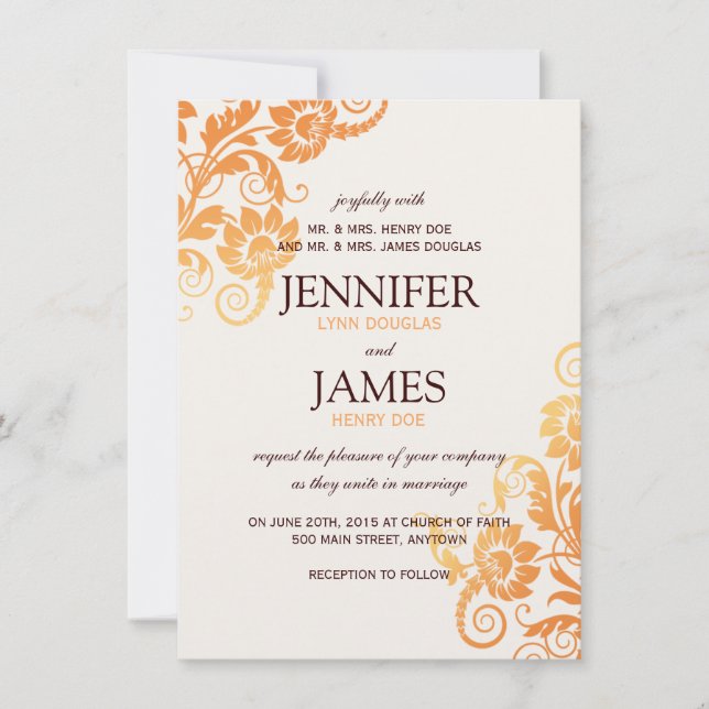 Anpassade Ombre Fall Wedding-inbjudningar Inbjudningar (Framsida)