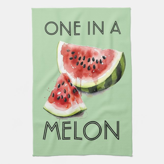 Anpassade ONE IN A MELON Sommar Vibes Party Tillbe Kökshandduk (Vertikal)