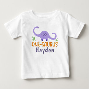 Anpassade One-saurus Dinosaur Birthday T Shirt