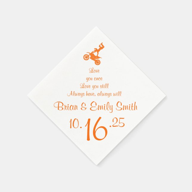 Anpassade orange motocross biker pappra servetter (Hörn)