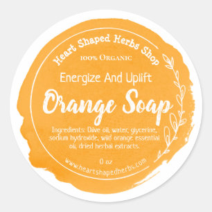 Anpassade Orange Soap-etikett Handmade Business Runt Klistermärke