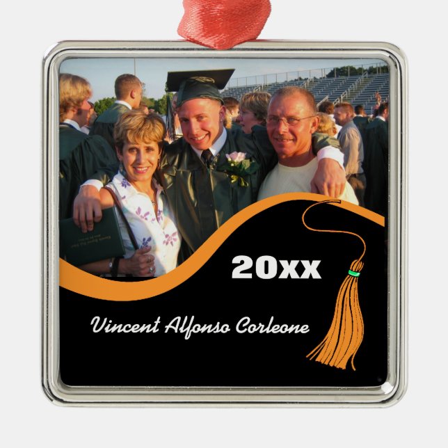 Anpassade Orange Tassel Studenten Ornament (Framsidan)