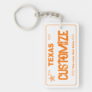 Anpassade orange Texas-licensskyltkedja Nyckelring