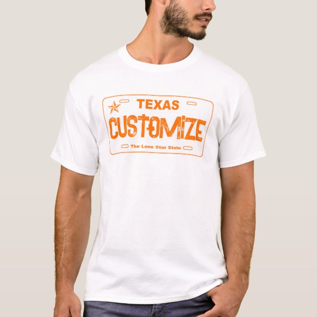 Anpassade orange Texas-registreringsskylt, skjorta T Shirt (Framsida)