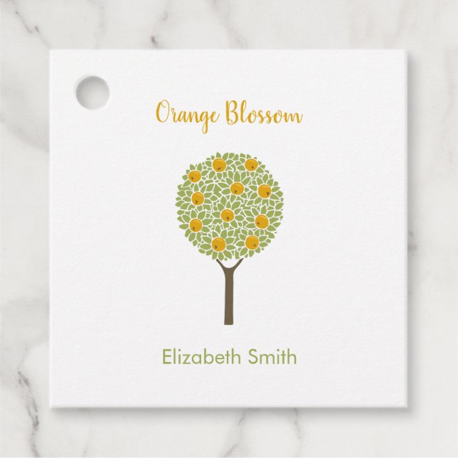 Anpassade Orange Träd Gåvor Etiketter (Framsida)