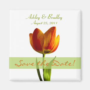 Anpassade Orange Tulip Spara datum magneter