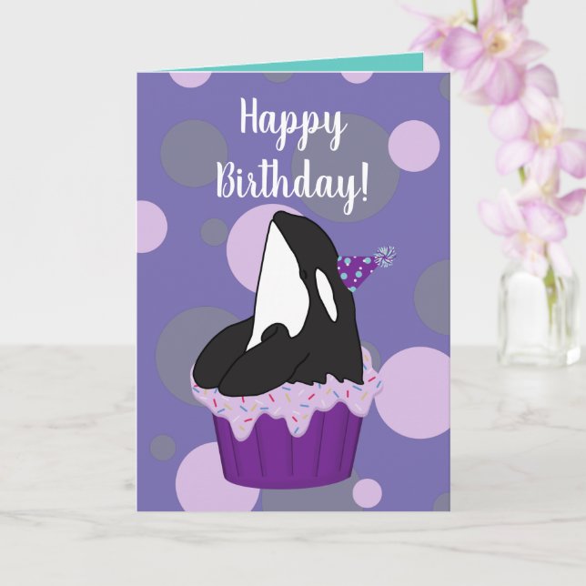 Anpassade Orca Killer Whale Birthday Card Kort (Orkide)