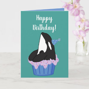 Anpassade Orca Killer Whale Birthday Card Kort