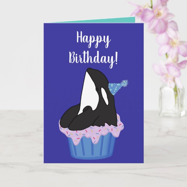 Anpassade Orca Killer Whale Birthday Card Kort (Orkide)
