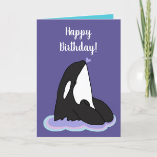 Anpassade Orca Killer Whale Birthday Helgkort