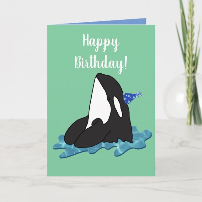 Anpassade Orca Killer Whale Birthday Kort (Framsida)