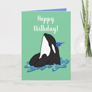 Anpassade Orca Killer Whale Birthday Kort