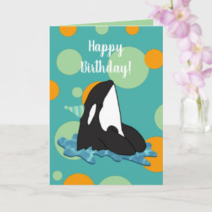 Anpassade Orca Killer Whale Birthday Kort