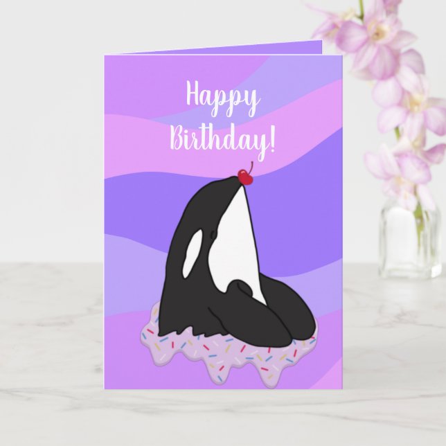 Anpassade Orca Killer Whale Birthday Kort (Orkide)