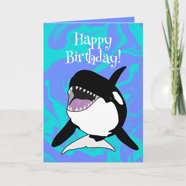 Anpassade Orca Killer Whale Birthday Kort (Framsida)
