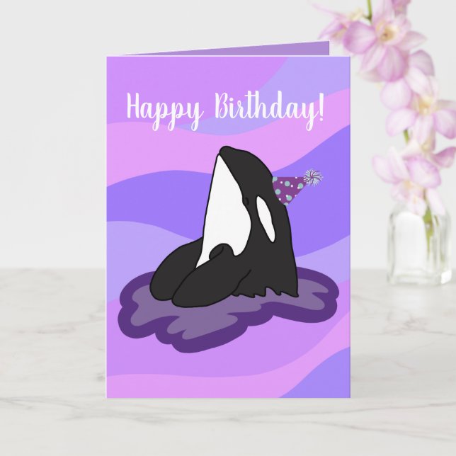 Anpassade Orca Killer Whale Birthday Kort (Orkide)