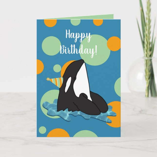 Anpassade Orca Killer Whale Birthday Kort (Framsida)