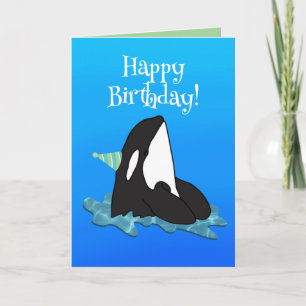 Anpassade Orca Killer Whale Birthday Kort