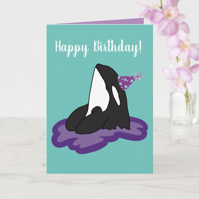 Anpassade Orca Killer Whale Birthday Kort (Orkide)