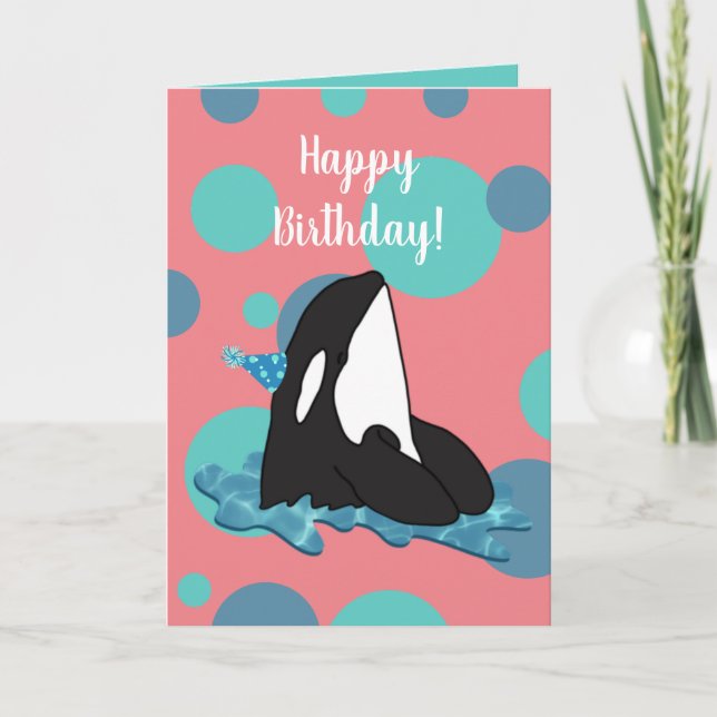 Anpassade Orca Killer Whale Birthday Kort (Framsida)