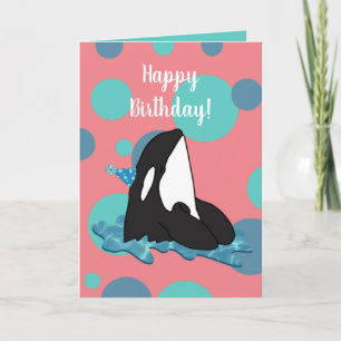 Anpassade Orca Killer Whale Birthday Kort