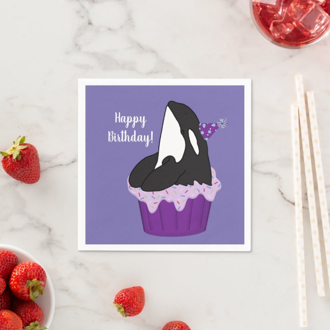 Anpassade Orca Killer Whale Birthday Napkins Pappersservett (Insitu)