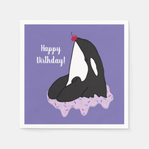 Anpassade Orca Killer Whale Birthday Napkins Pappersservett