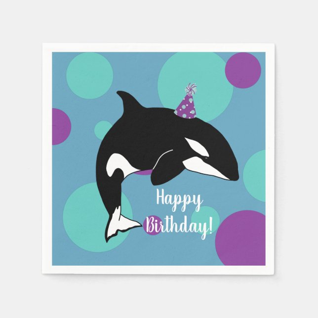 Anpassade Orca Killer Whale Birthday Pappersservett (Framsidan)