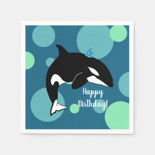 Anpassade Orca Killer Whale Birthday Pappersservett