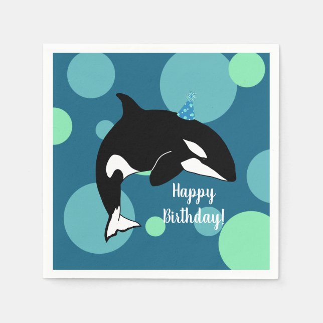 Anpassade Orca Killer Whale Birthday Pappersservett (Framsidan)