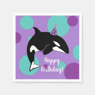 Anpassade Orca Killer Whale Birthday Pappersservett