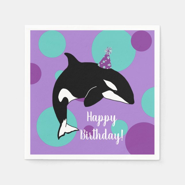 Anpassade Orca Killer Whale Birthday Pappersservett (Framsidan)