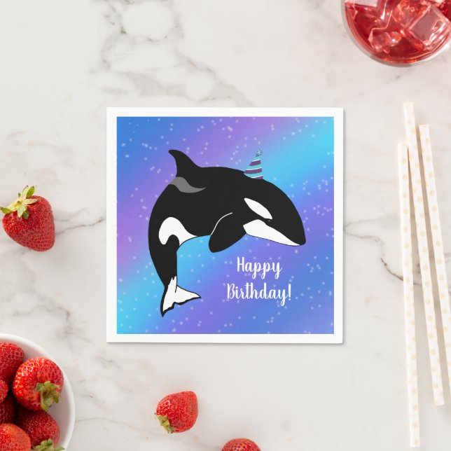 Anpassade Orca Killer Whale Birthday Pappersservett (Insitu)