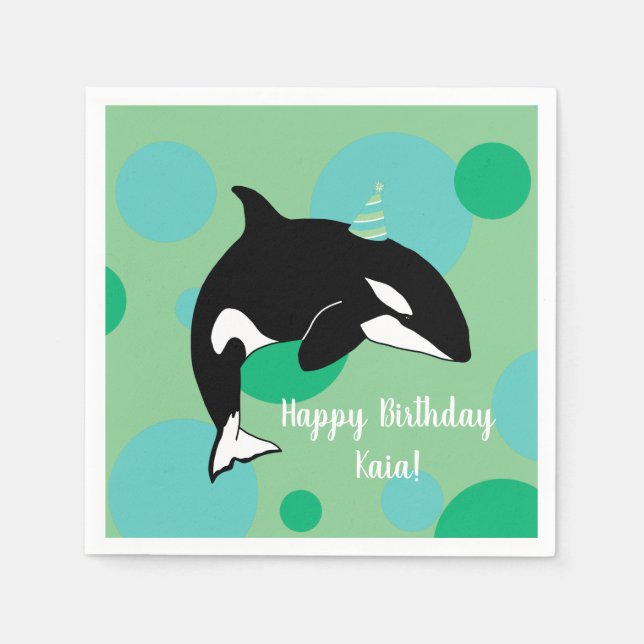 Anpassade Orca Killer Whale Birthday Pappersservett (Framsidan)