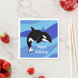 Anpassade Orca Killer Whale Birthday Pappersservett