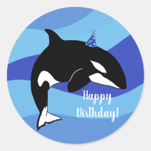 Anpassade Orca Killer Whale Birthday Runt Klistermärke