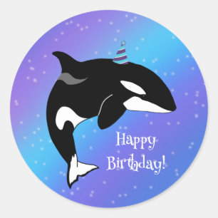 Anpassade Orca Killer Whale Birthday Runt Klistermärke