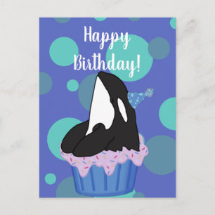 Anpassade Orca Killer Whale Birthday Vykort