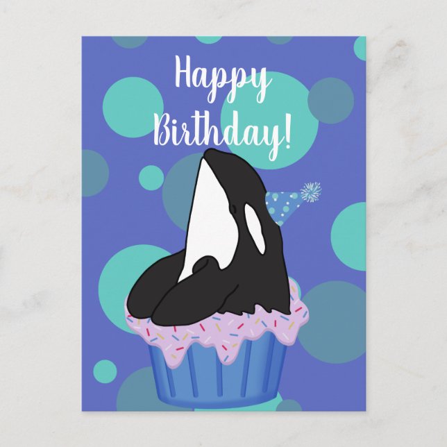 Anpassade Orca Killer Whale Birthday Vykort (Framsida)