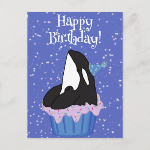 Anpassade Orca Killer Whale Birthday Vykort