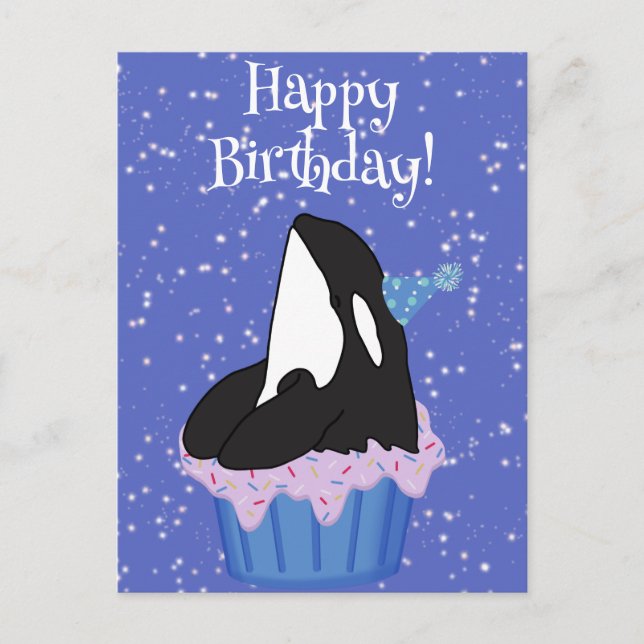 Anpassade Orca Killer Whale Birthday Vykort (Framsida)