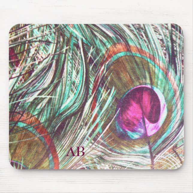 Anpassade: Påfågelfjädrar Musmatta (Framsidan)
