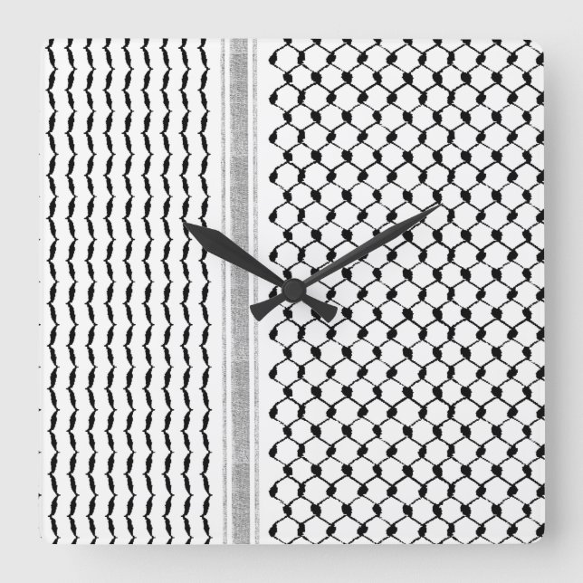 Anpassade Palestinas kufiya-akrylmur Clock Fyrkantig Klocka (Framsida)
