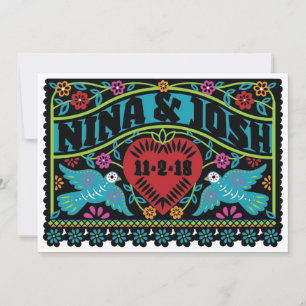 Anpassade Papel Picado Lovebirds för Nina 2 Inbjudningar