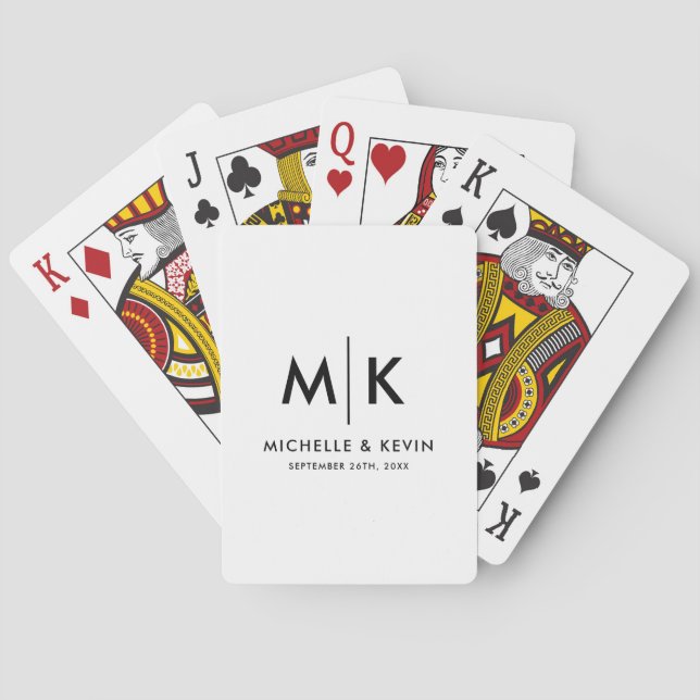 Anpassade Par Bröllop Moderna Monogram Initialer Casinokort (Baksidan)