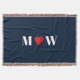 Anpassade par initialer A älskar B rött hjärta Filt