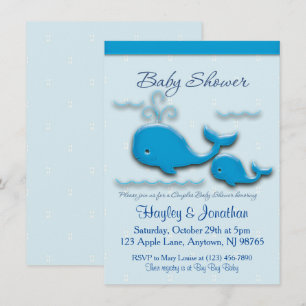 Anpassade Par Whale Baby Shower Inbjudningar