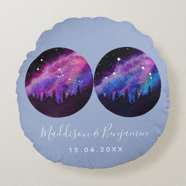 Anpassade par Zodiaken presenter Alla horoskop Rund Kudde (Framsidan)
