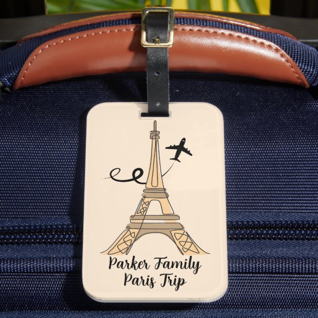 Anpassade Paris Resa Chic Eiffel Torn Bagagebricka (Framsida Insitu 2)